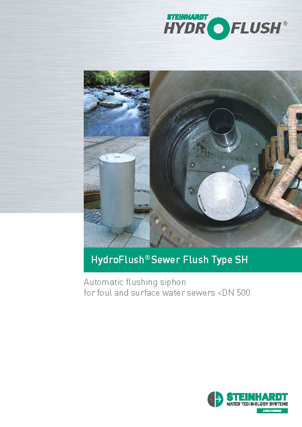 Title Flyer HydroFlush Sewer Flush Type SH Steinhardt GmbH Wassertechnik